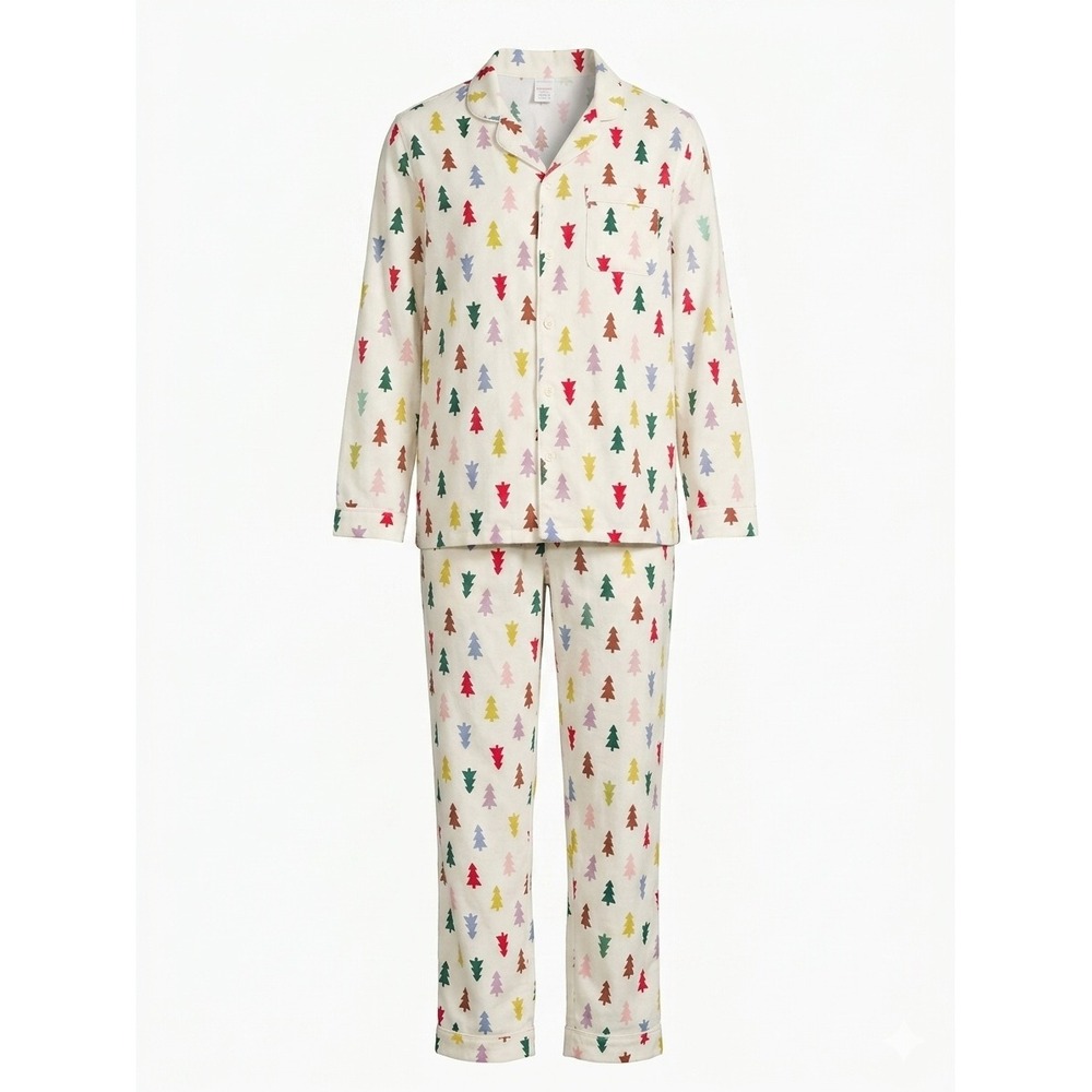 Hanna Andersson Holiday Flannel Pajama Set Happy Trees XL Top L Bottom NWT